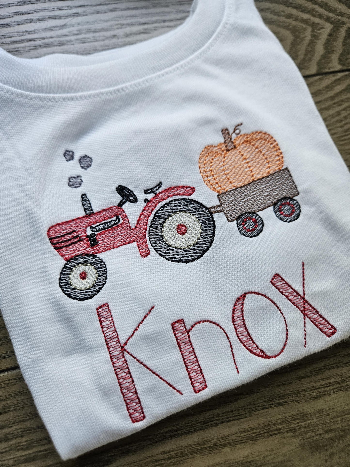Tractor Pumpkin Personalized Embroidered kids TShirt