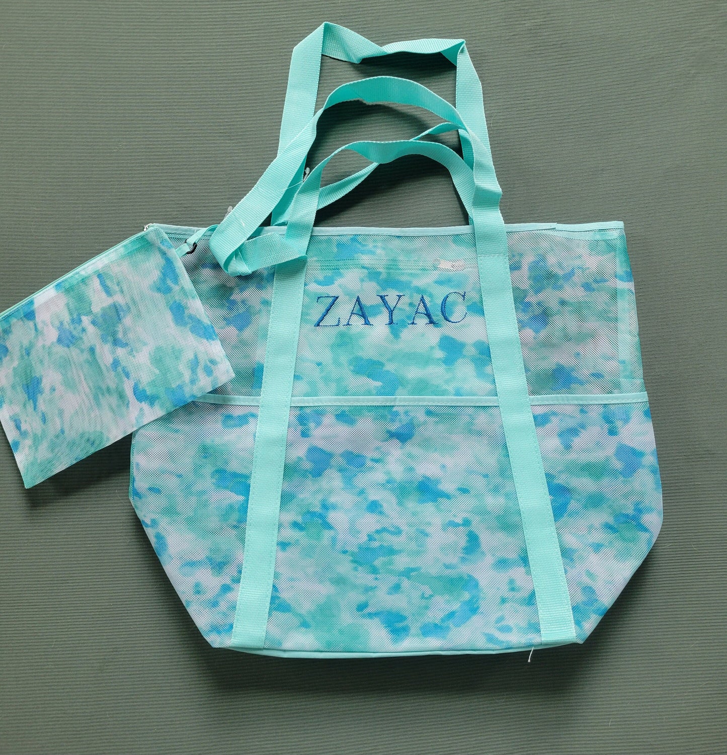 Embroidered Mesh Beach Bag