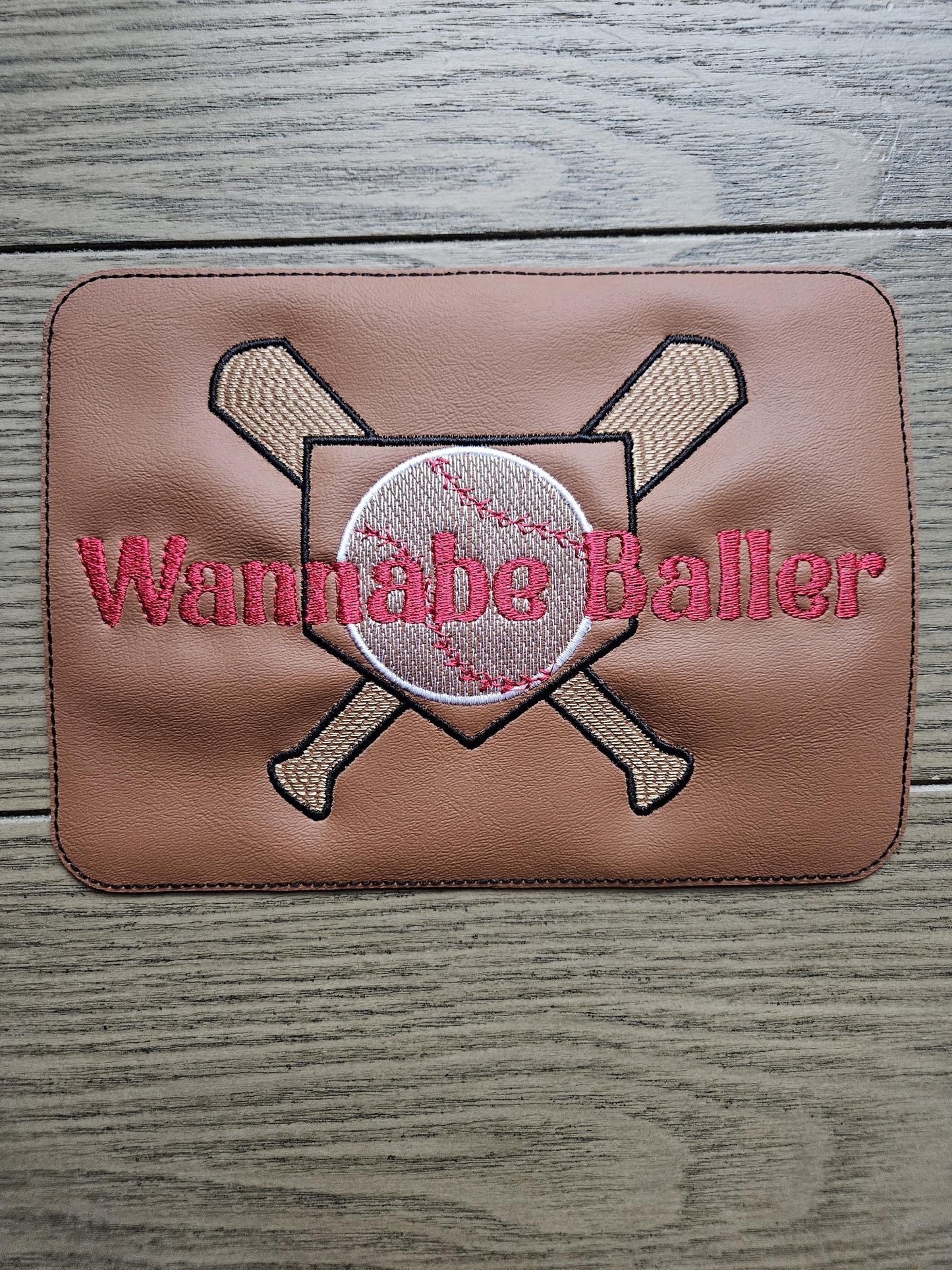 Embroidered Faux Leather Marine Vinyl Stroller Wagon Patch Caution Wannabe Baller Baseball Softball patch