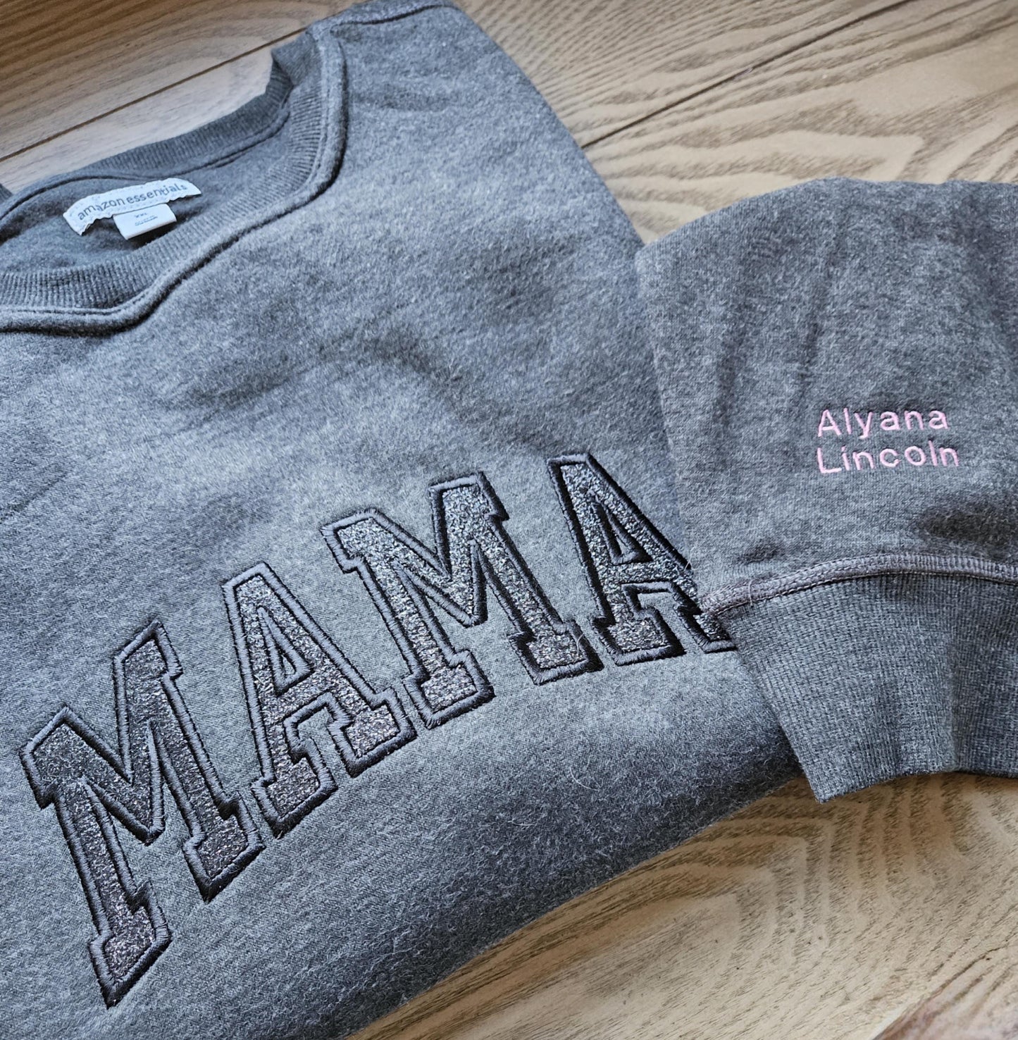 Embroidered Glitter Vinyl Mama Sweatshirt Crewneck