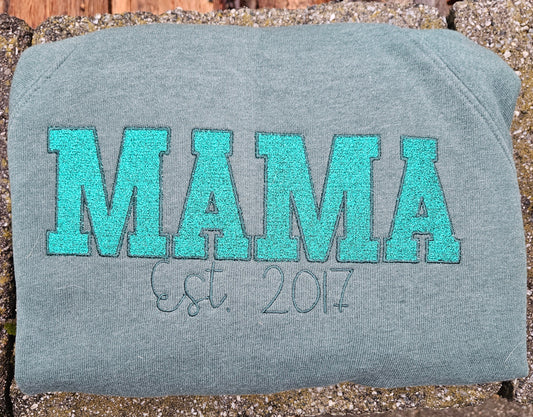 Embroidered Glitter Vinyl Mama Sweatshirt Crewneck