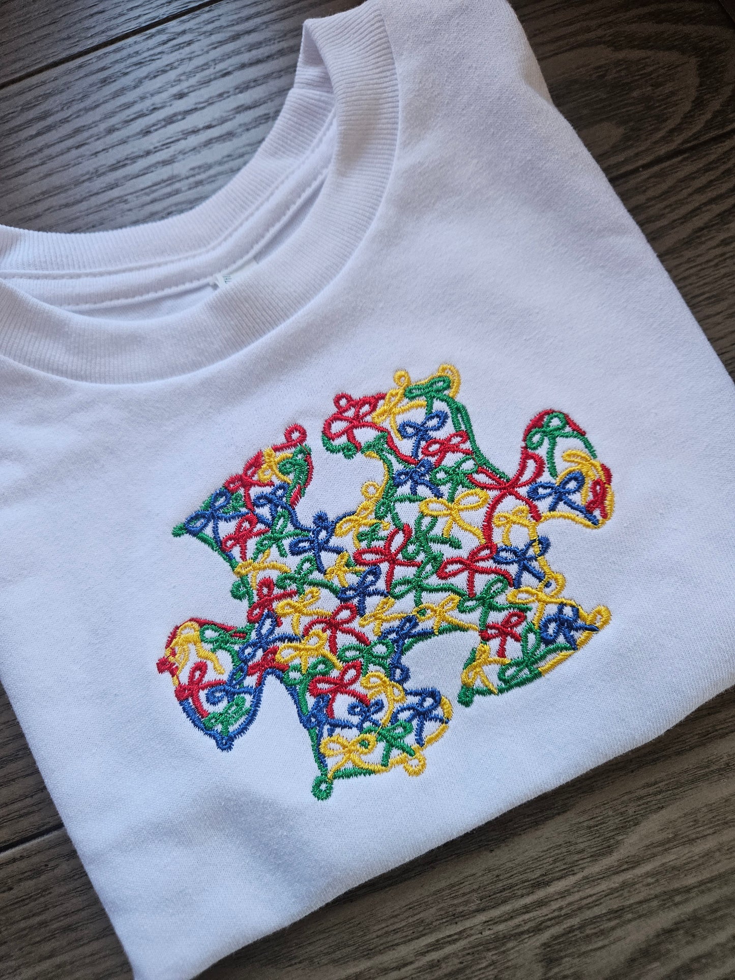 Autism Awareness Puzzle Bow Embroidered TShirt