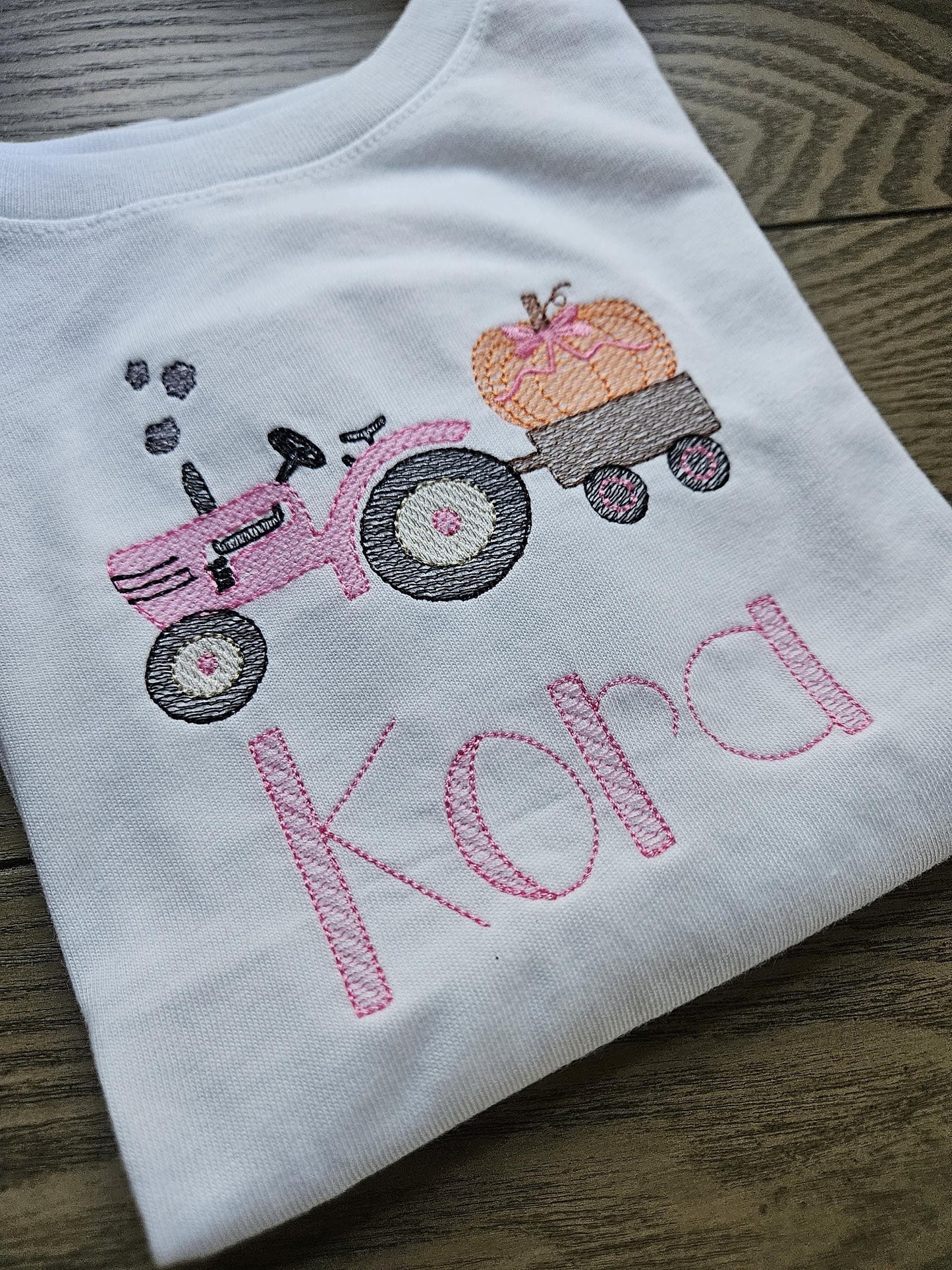 Tractor Pumpkin Personalized Embroidered kids TShirt