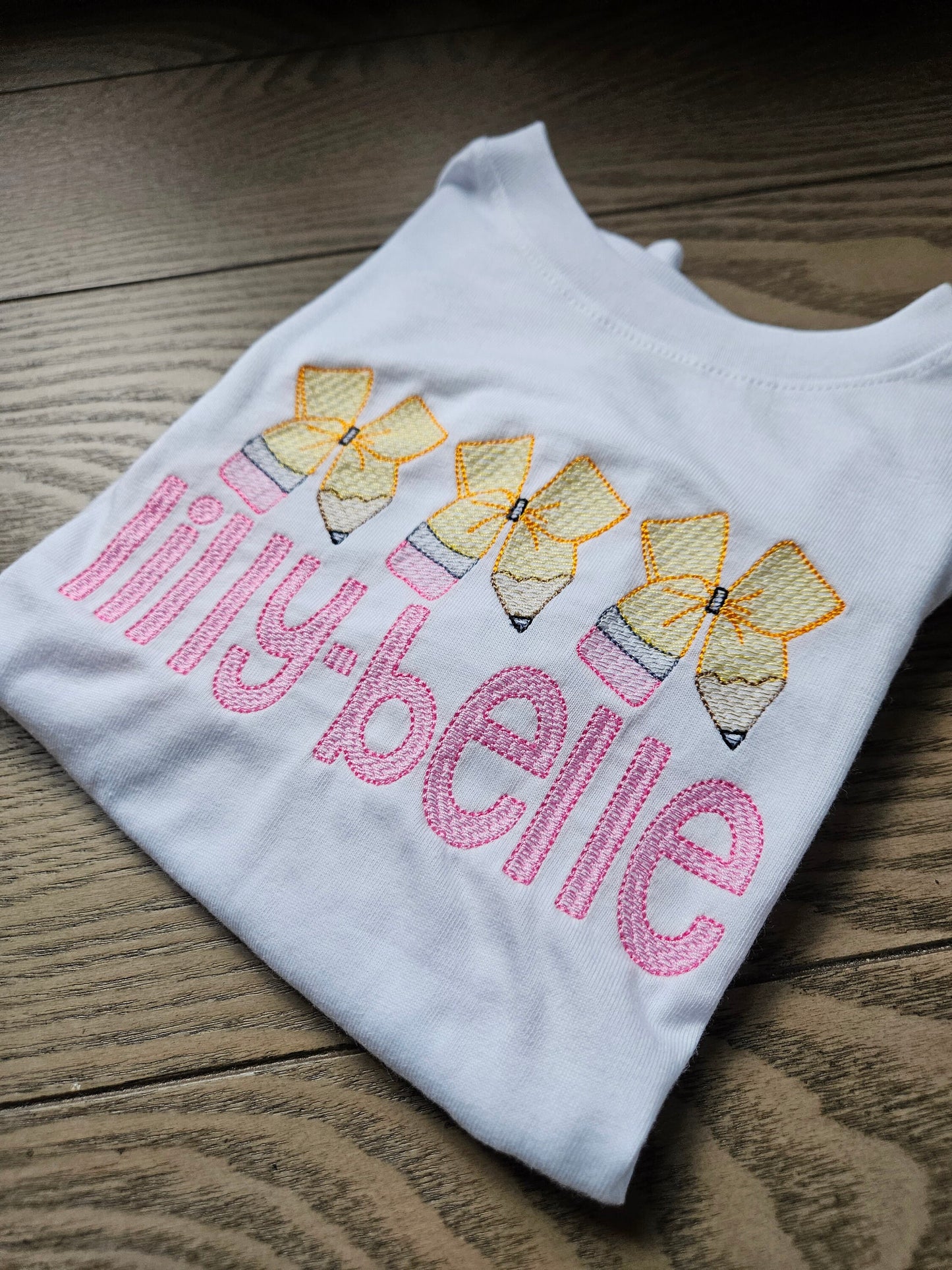 Pencil Bow Back to School Personalized Embroidered TShirt