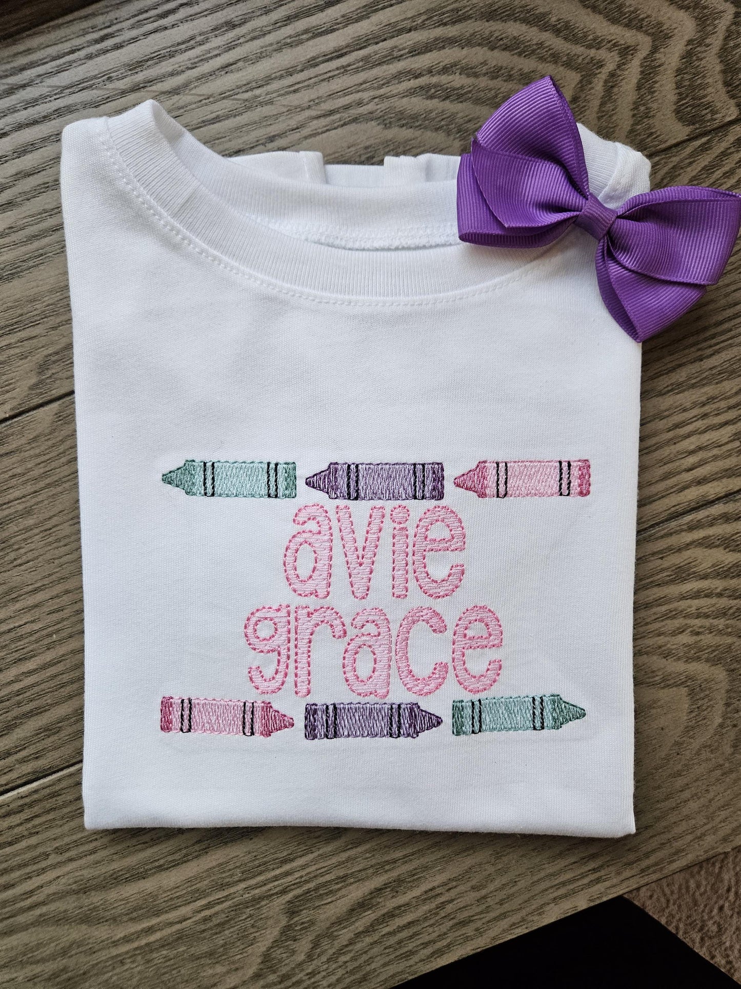Crayon Back to School Personalized Name Embroidered TShirt