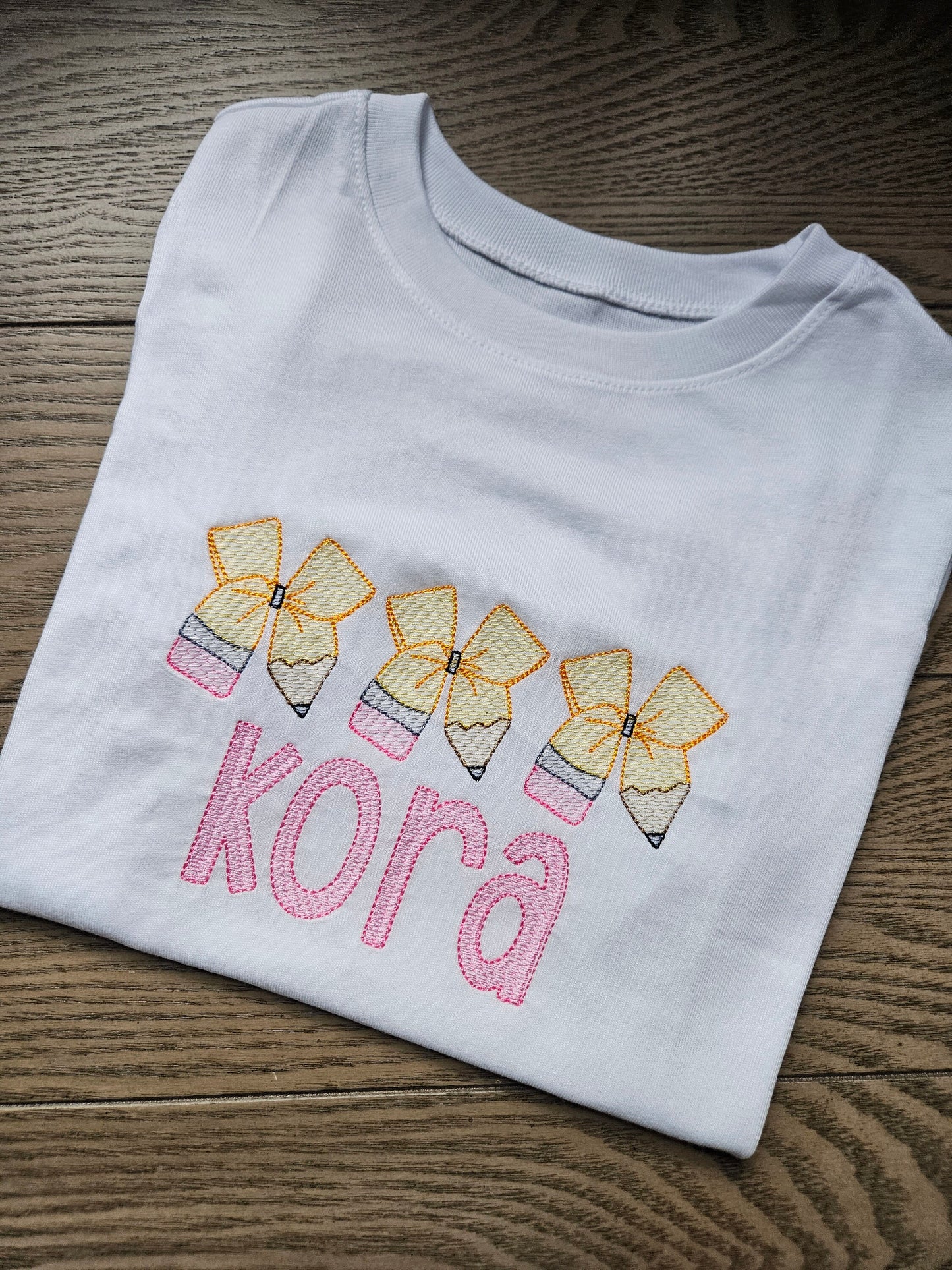Pencil Bow Back to School Personalized Embroidered TShirt