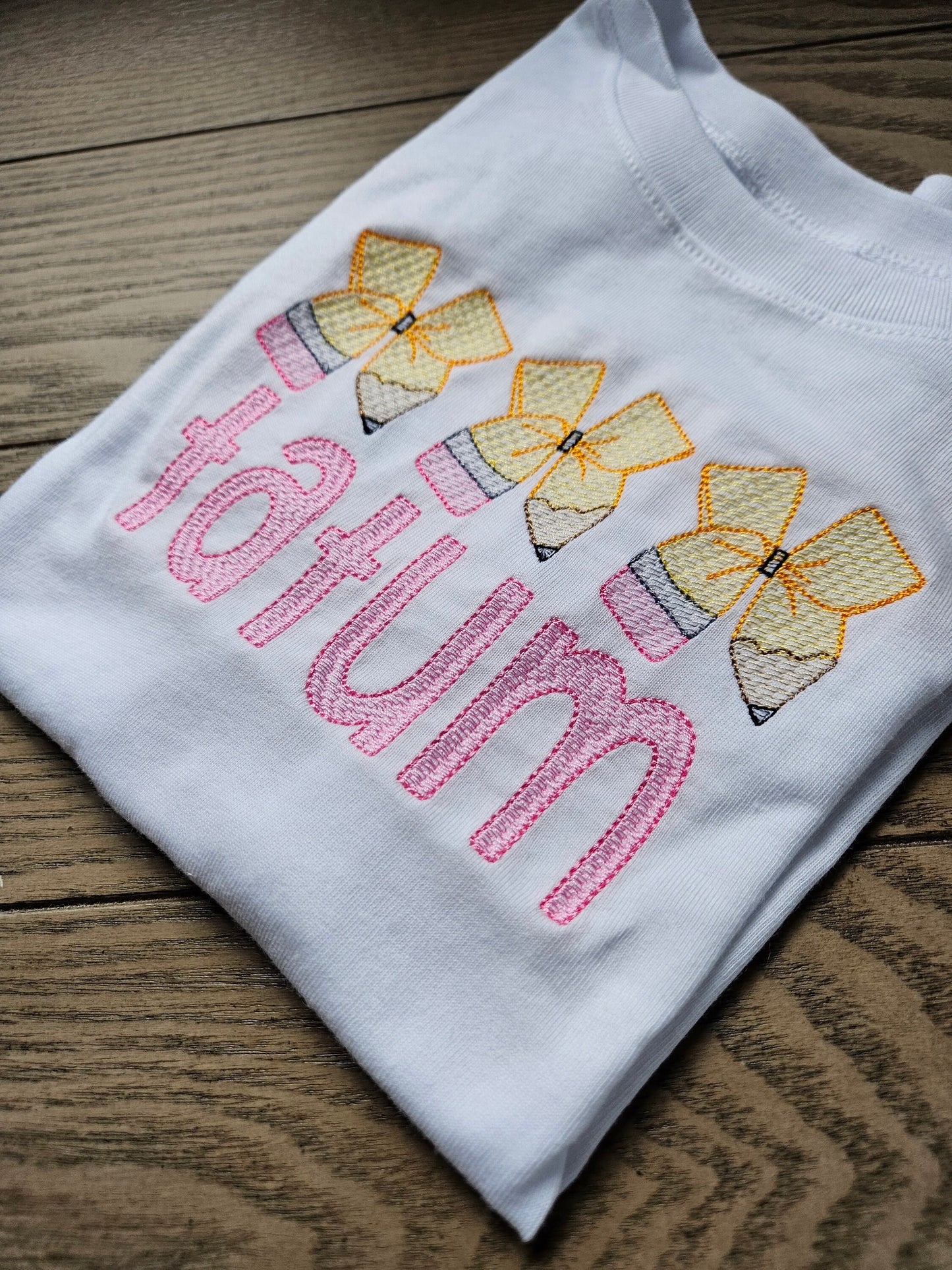 Pencil Bow Back to School Personalized Embroidered TShirt