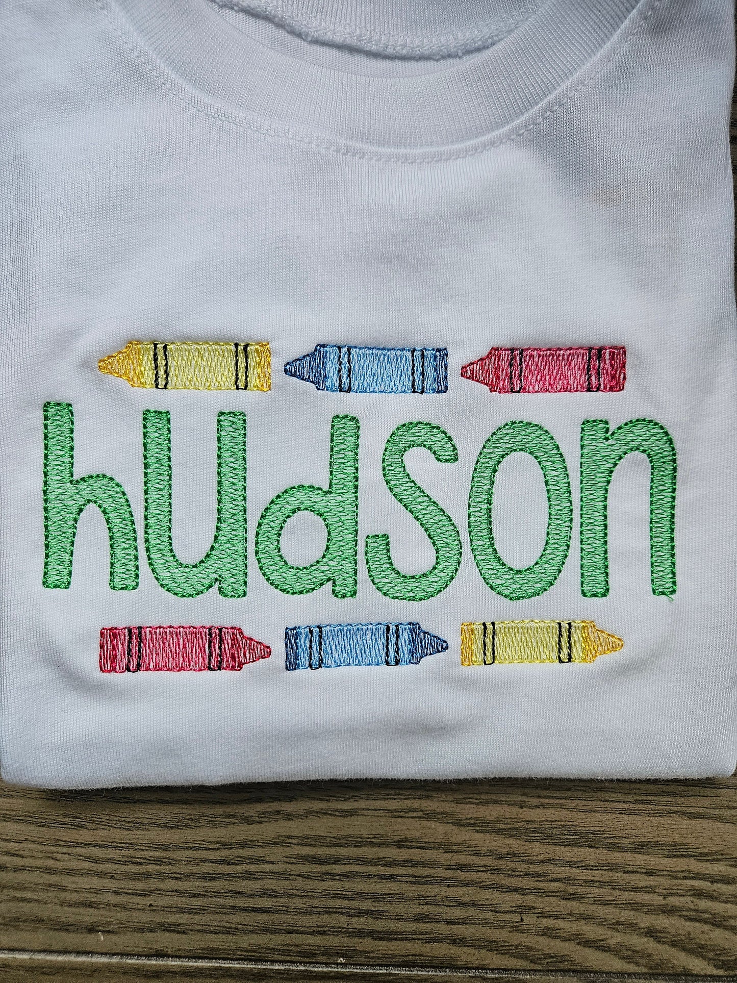 Crayon Back to School Personalized Name Embroidered TShirt