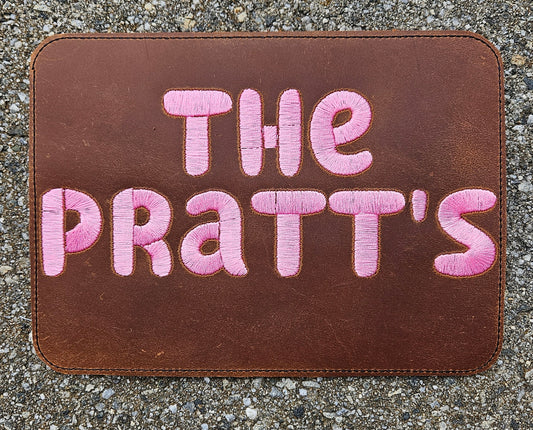 Embroidered Faux Leather Marine Vinyl Stroller Wagon Patch Last Name Patch