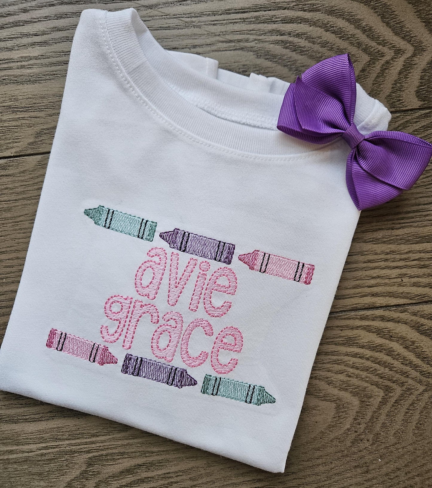 Crayon Back to School Personalized Name Embroidered TShirt