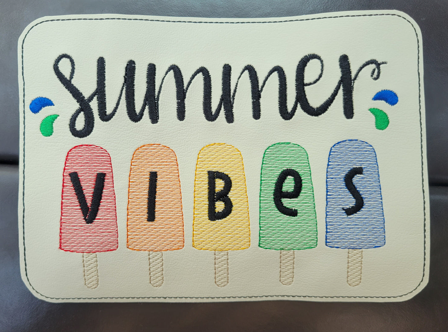 Embroidered Faux Leather Marine Vinyl Stroller Wagon Patch Summer Vibes