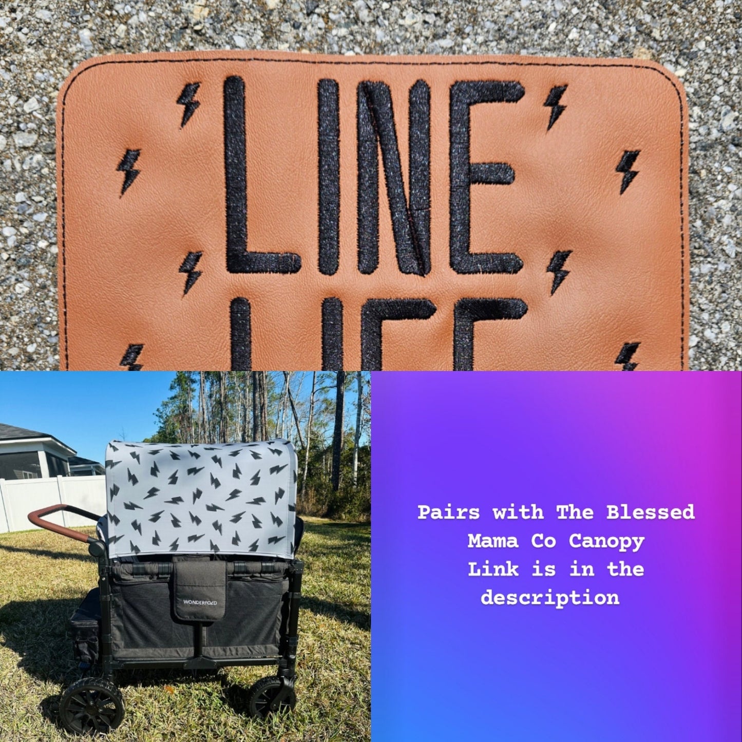 Embroidered Faux Leather Marine Vinyl Stroller Wagon Patch Line Life Lineman Patch