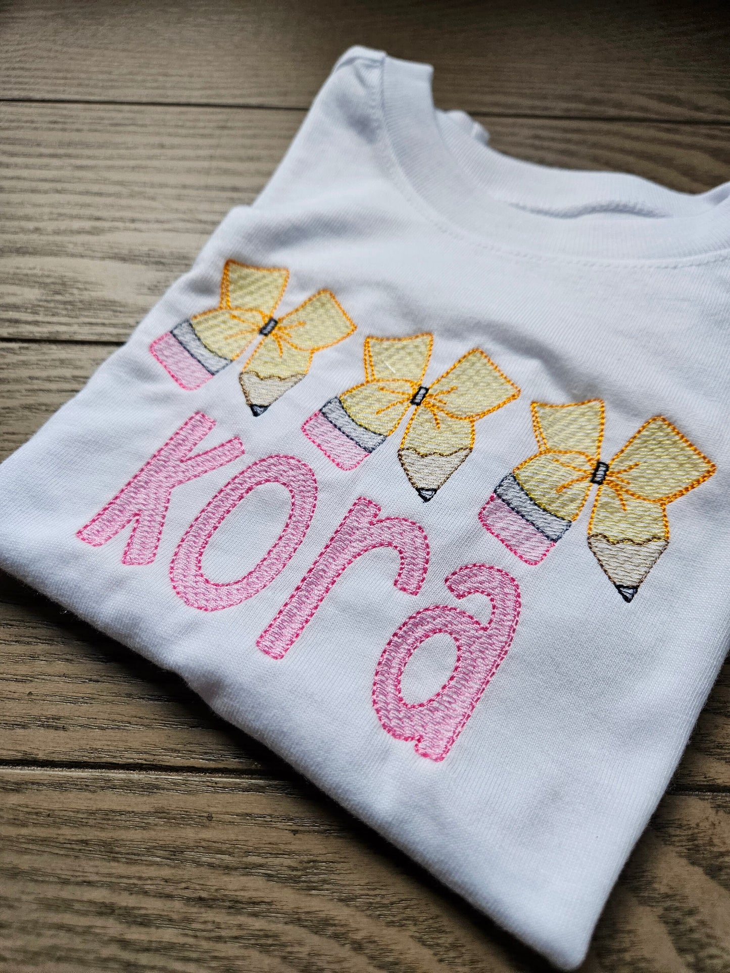 Pencil Bow Back to School Personalized Embroidered TShirt