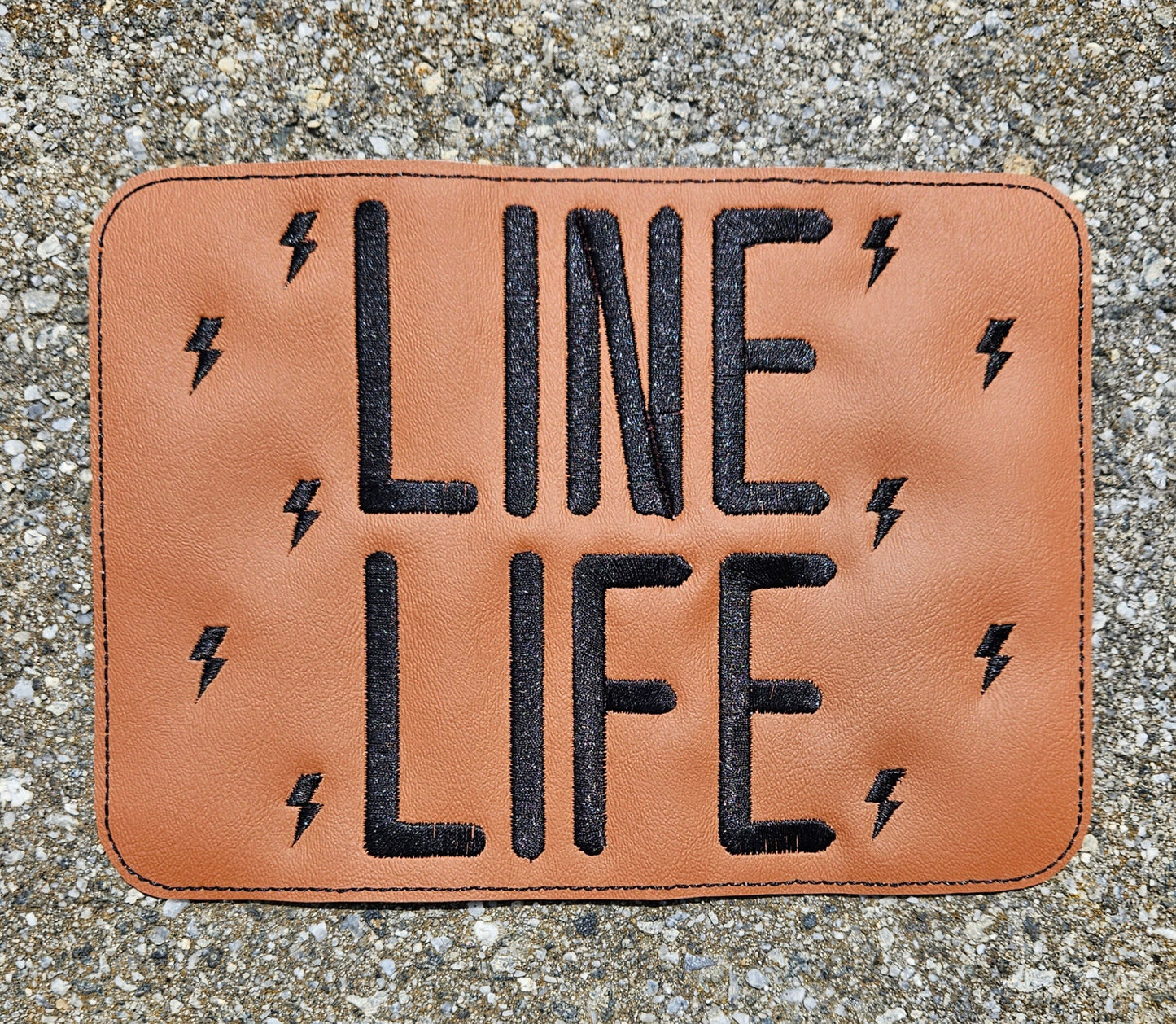 Embroidered Faux Leather Marine Vinyl Stroller Wagon Patch Line Life Lineman Patch