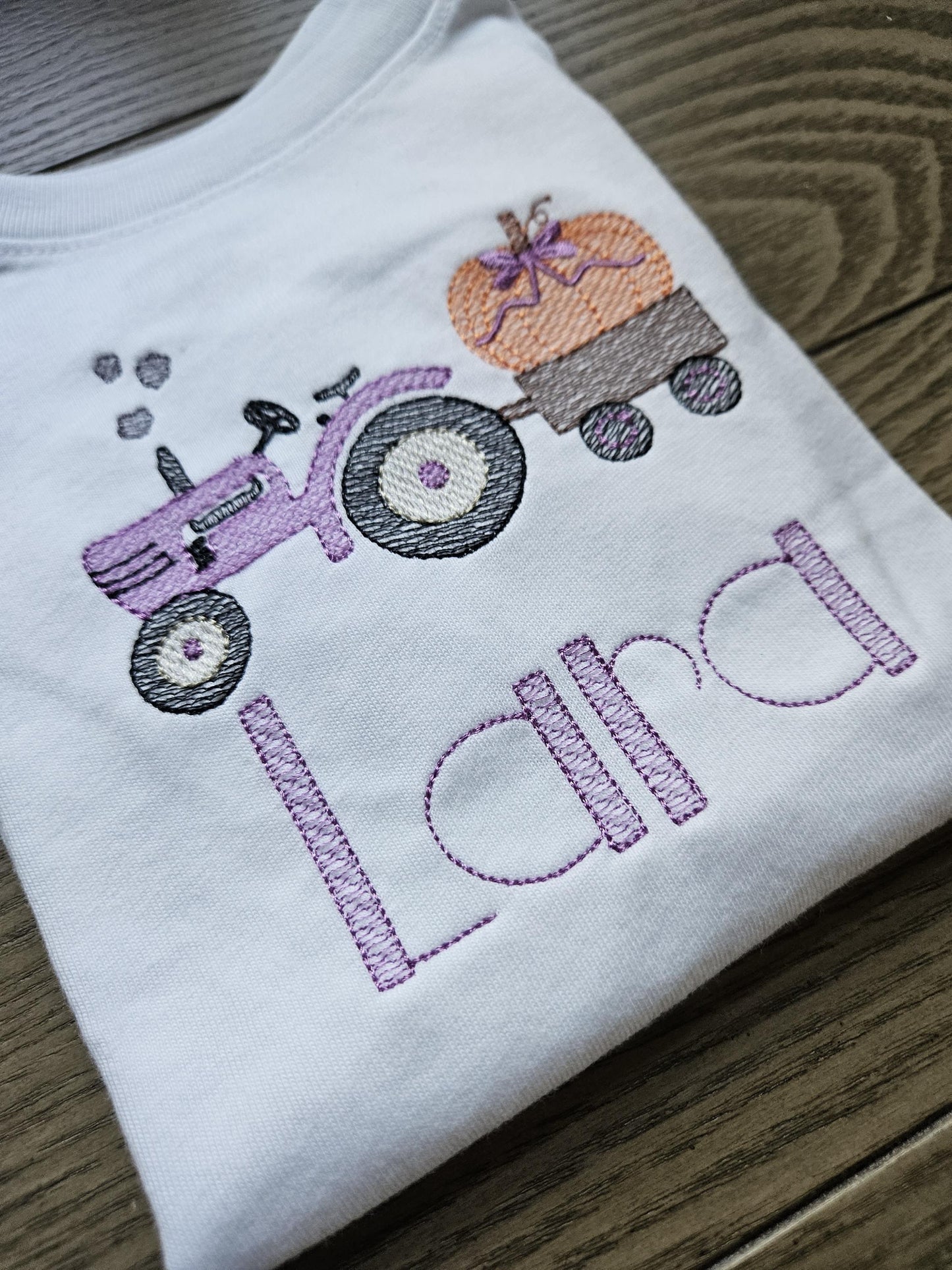 Tractor Pumpkin Personalized Embroidered kids TShirt
