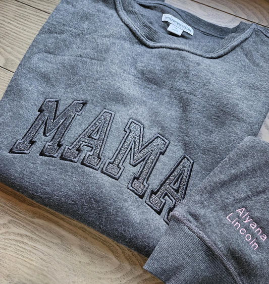 Embroidered Glitter Vinyl Mama Sweatshirt Crewneck