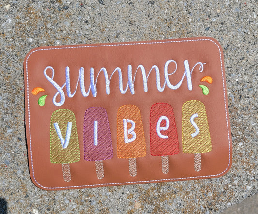 Embroidered Faux Leather Marine Vinyl Stroller Wagon Patch Summer Vibes