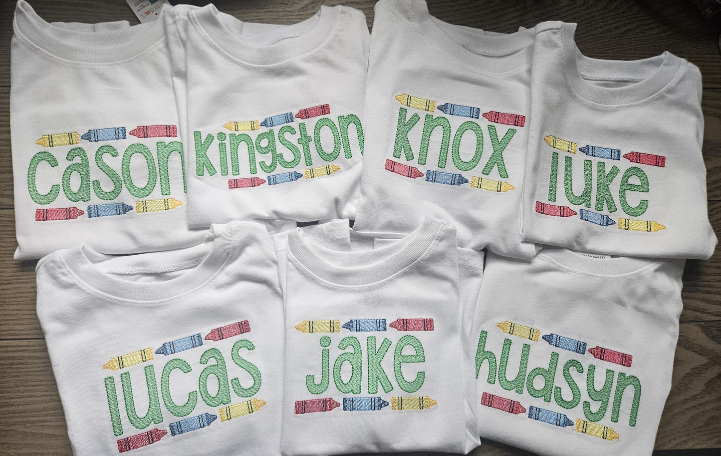 Crayon Back to School Personalized Name Embroidered TShirt