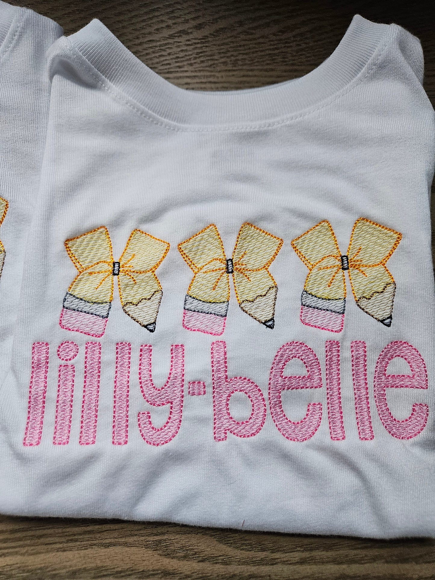 Pencil Bow Back to School Personalized Embroidered TShirt