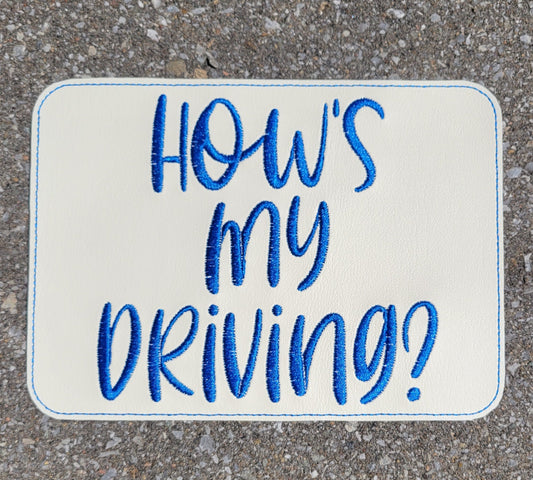 Embroidered Faux Leather Marine Vinyl Stroller Wagon Patch Hows my driving