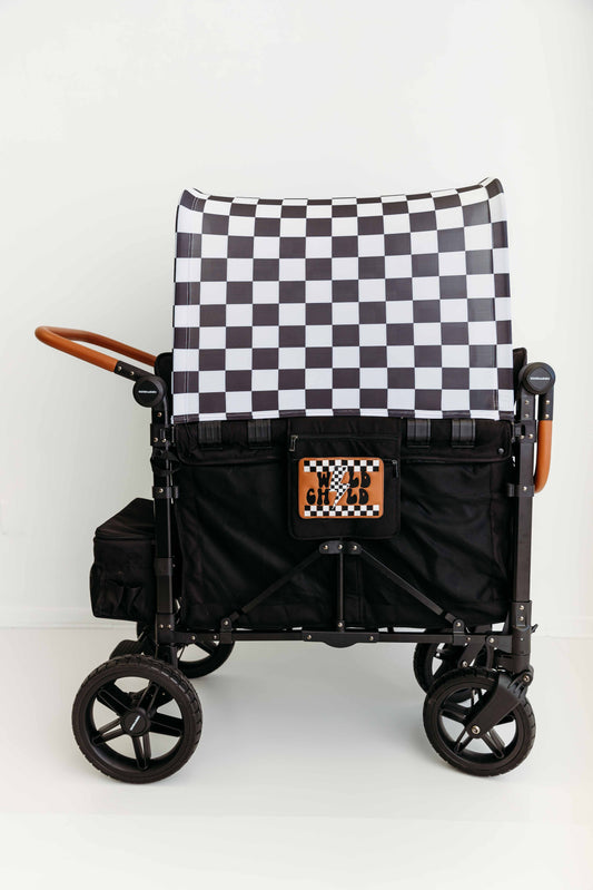 Embroidered Faux Leather Marine Vinyl Stroller Wagon Patch Checkered Wild Child