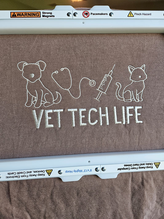 Vet Tech Life Embroidered TShirt - Comfort Colors