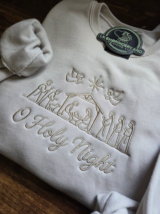 O Holy Night Embroidered Crewneck Sweatshirt