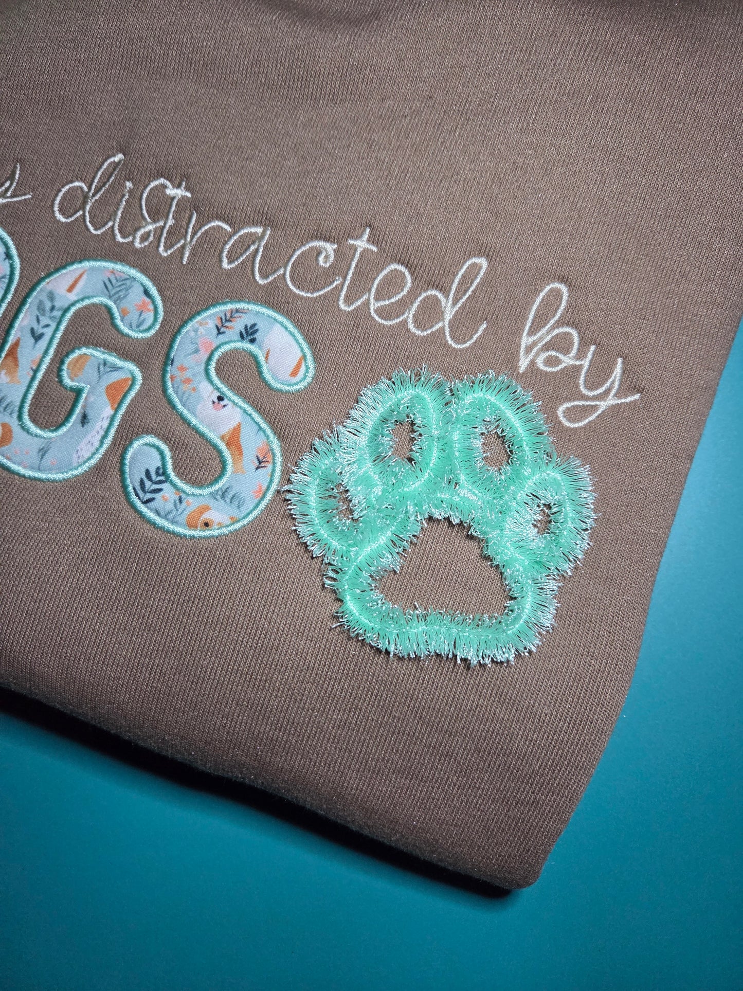 Easily Distracted By Dogs Embroidered Crewneck Sweatshirt