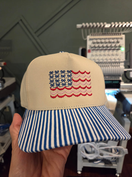Scalloped Bow American Flag Hat
