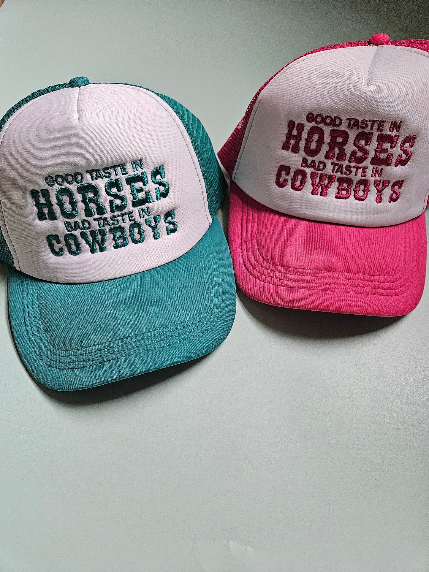 DIGITAL FILE Good Taste In Horses Bad Taste In Cowboys Hat Embroidery File - Trucker Hat Design - Machine Embroidery - Digital Download