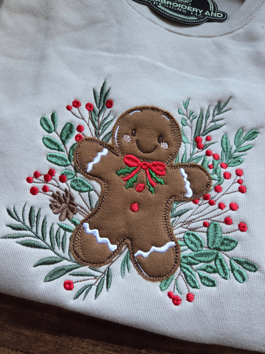 Gingerbread Embroidered Crewneck Sweatshirt