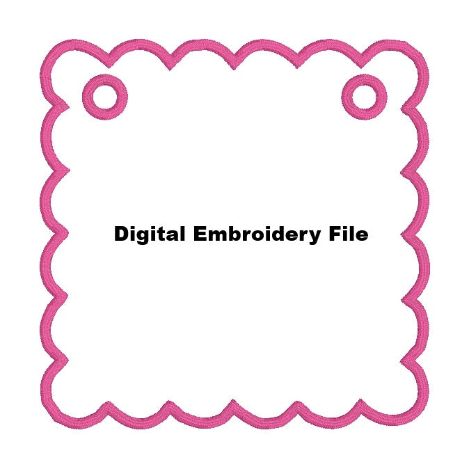 DIGITAL FILE Scalloped Square Banner Embroidery File -3 sizes - Machine Embroidery - Digital Download