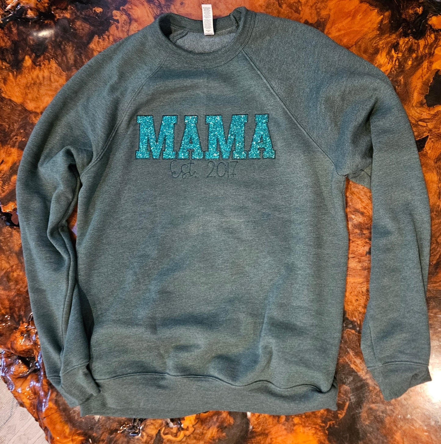 Embroidered Glitter Vinyl Mama Sweatshirt Crewneck
