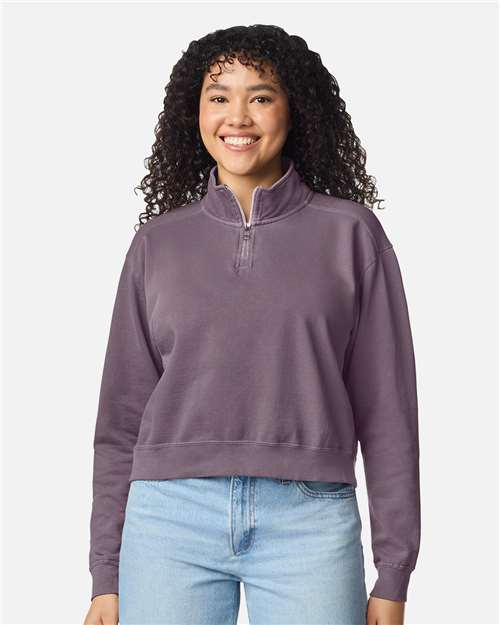 Women's Garment-Dyed Mid-Length Quarter-Zip Sweatshirt