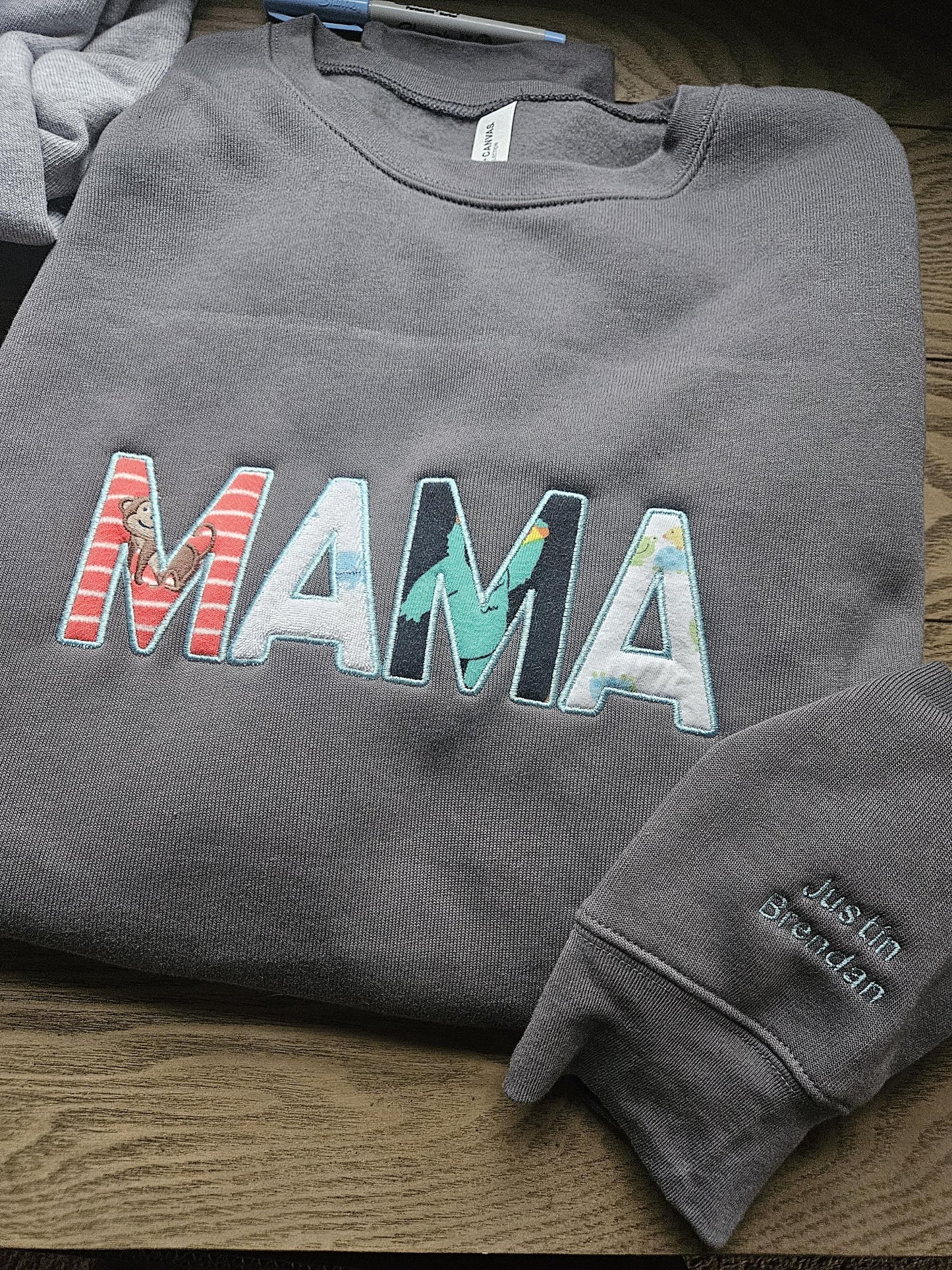 Embroidered Mama Onesie Applique Keepsake Sweatshirt Crewneck