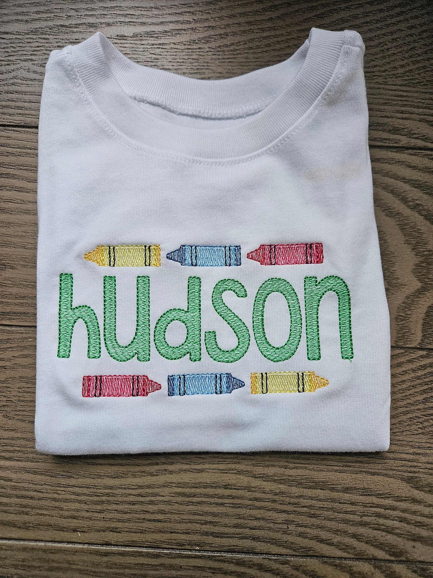 Crayon Back to School Personalized Name Embroidered TShirt