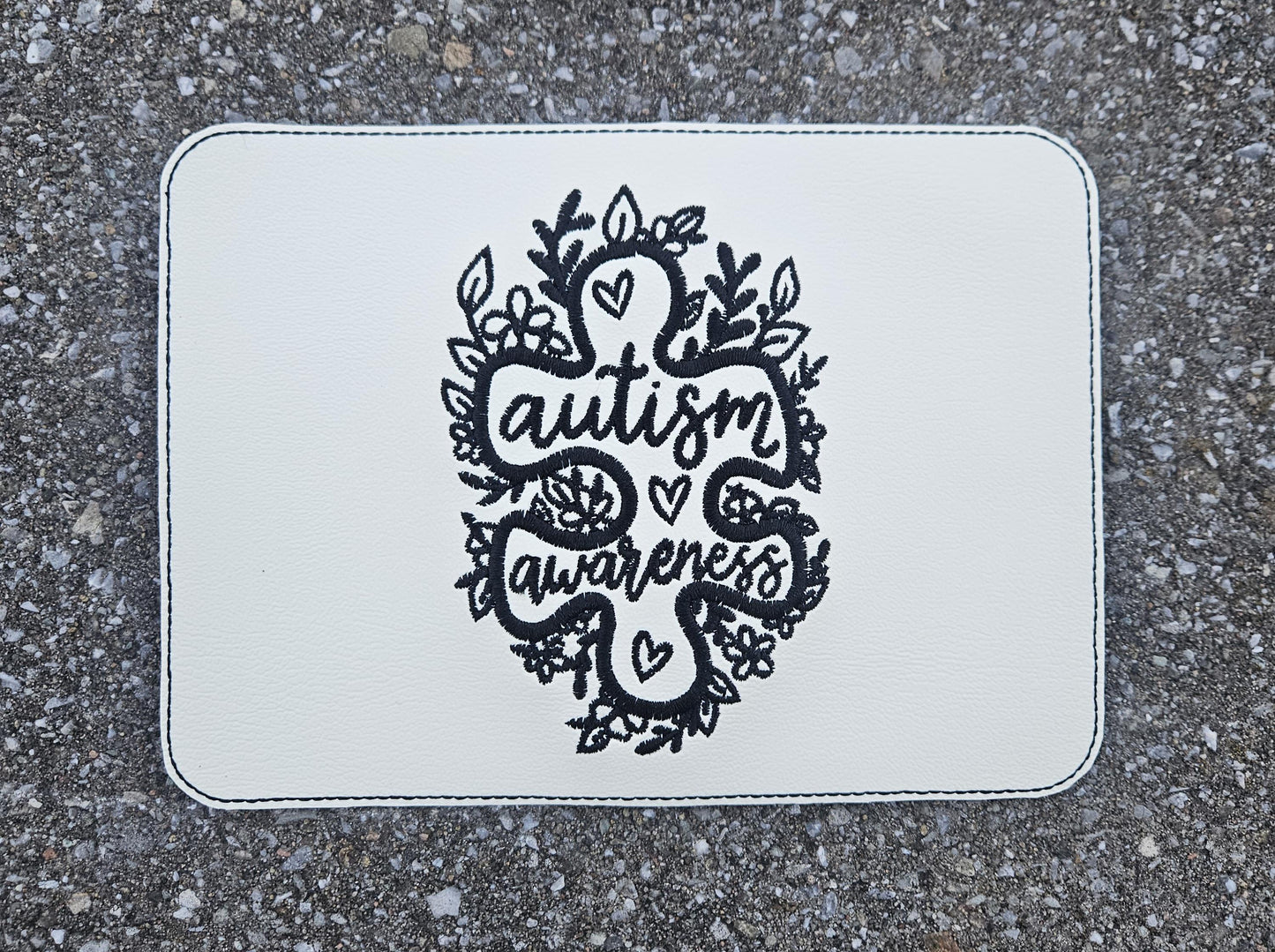 Embroidered Faux Leather Marine Vinyl Stroller Wagon Patch Autism Awareness
