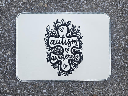 Embroidered Faux Leather Marine Vinyl Stroller Wagon Patch Autism Awareness