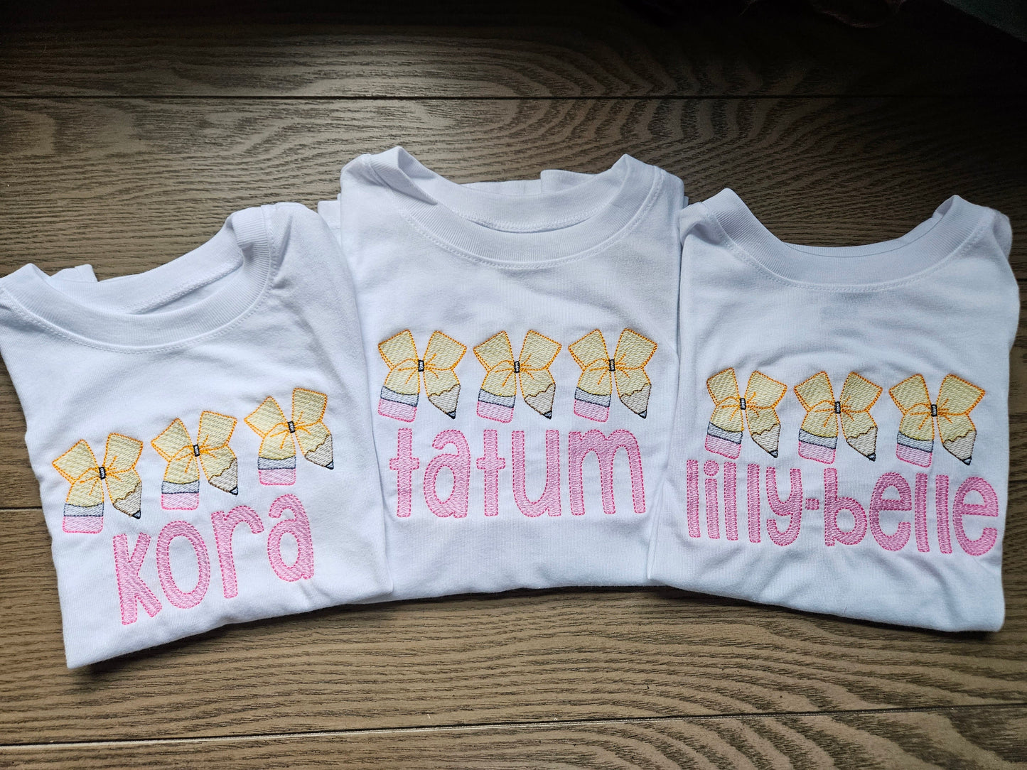 Pencil Bow Back to School Personalized  Embroidered TShirt