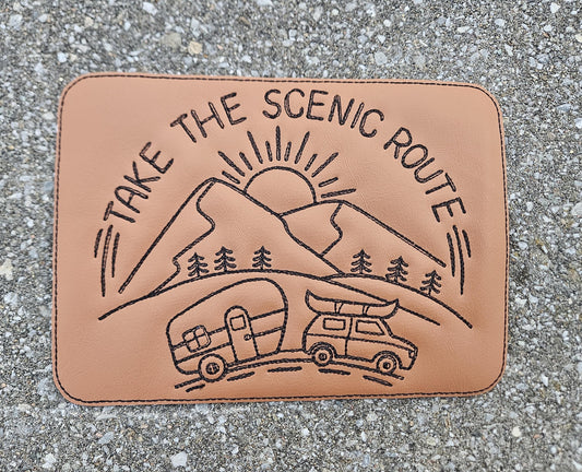 Embroidered Faux Leather Marine Vinyl Stroller Wagon Patch Take the Scenic Route