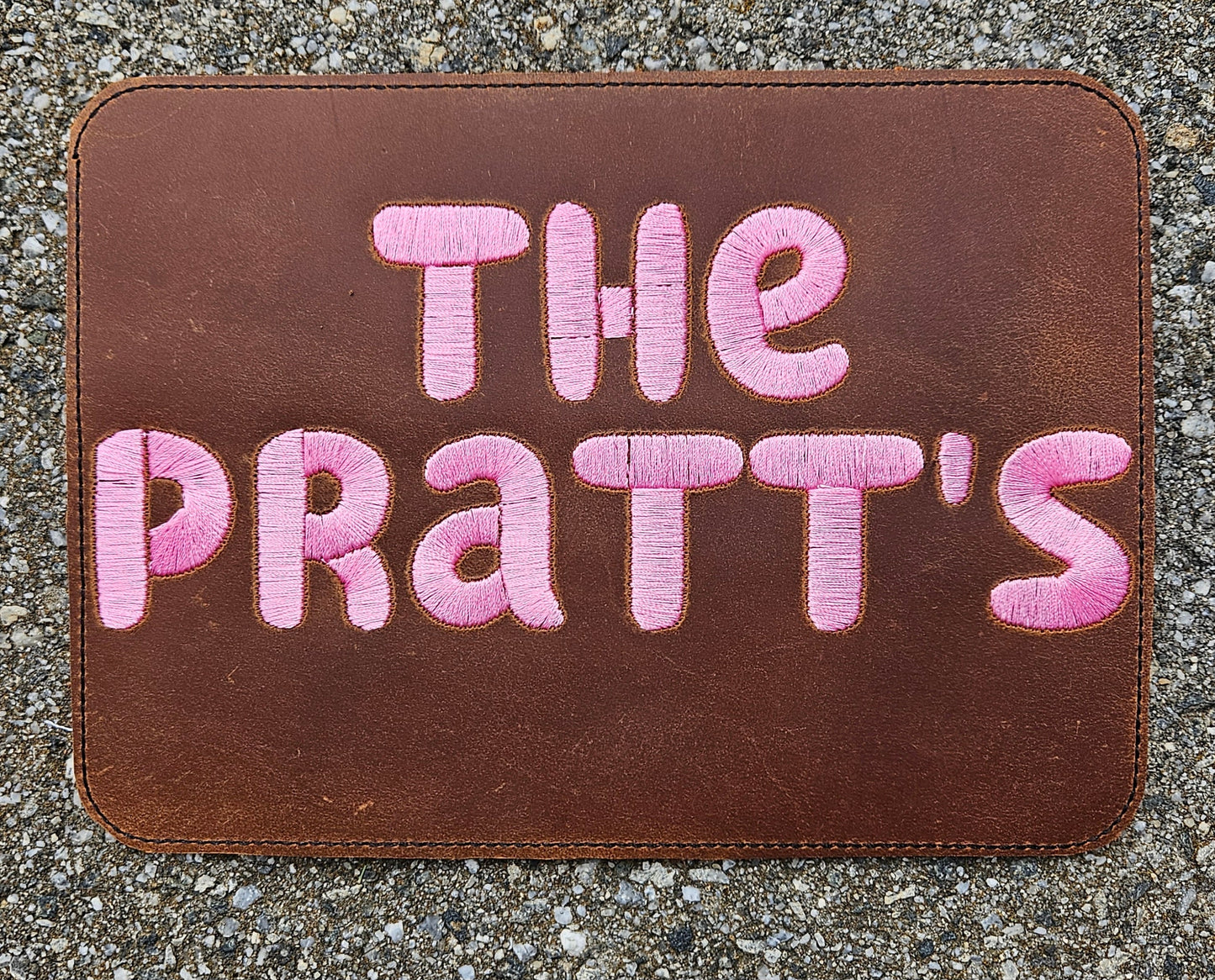 Embroidered Faux Leather Marine Vinyl Stroller Wagon Patch Last Name Patch