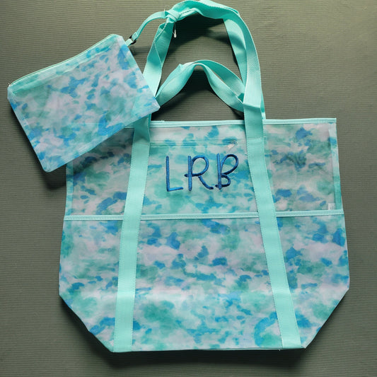 Embroidered Mesh Beach Bag