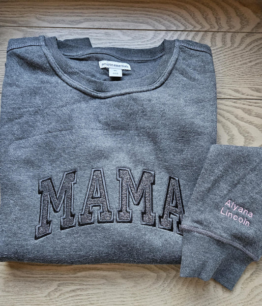Embroidered Glitter Vinyl Mama Sweatshirt Crewneck