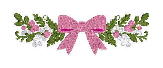 DIGITAL FILE Floral Bow with Greenery and Berries Crest Embroidery File - 3 sizes  -  Machine Embroidery - Digital Download