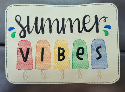Embroidered Faux Leather Marine Vinyl Stroller Wagon Patch Summer Vibes