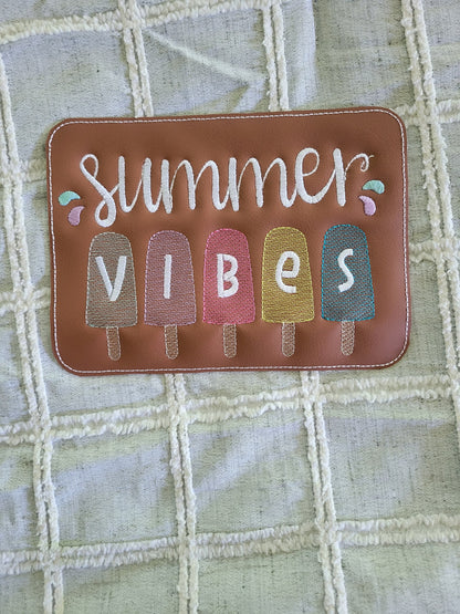 Embroidered Faux Leather Marine Vinyl Stroller Wagon Patch Summer Vibes