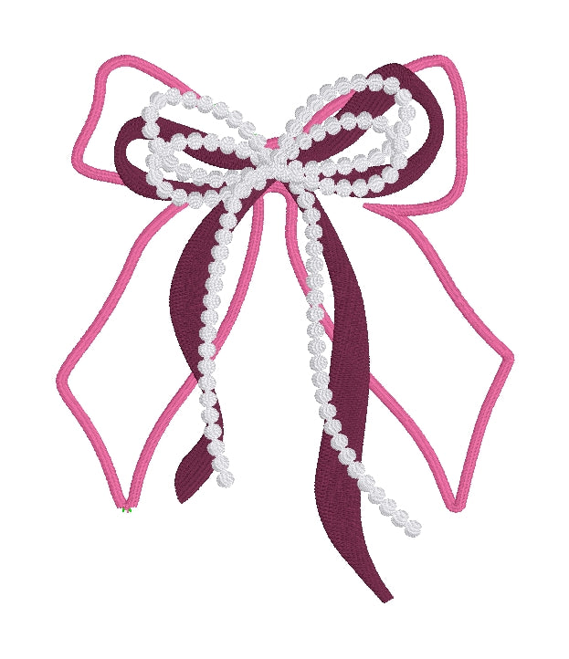 DIGITAL FILE Triple Cheer Bow Coquette Embroidery File  -  Machine Embroidery - Digital Download
