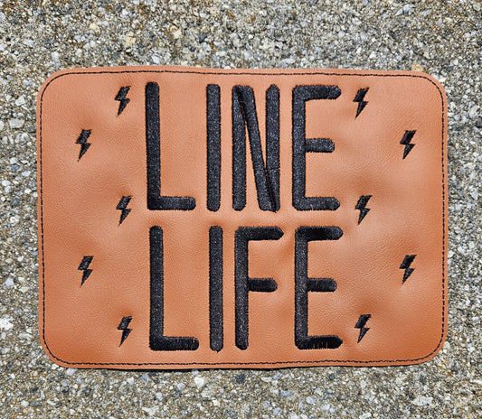 Embroidered Faux Leather Marine Vinyl Stroller Wagon Patch Line Life Lineman Patch