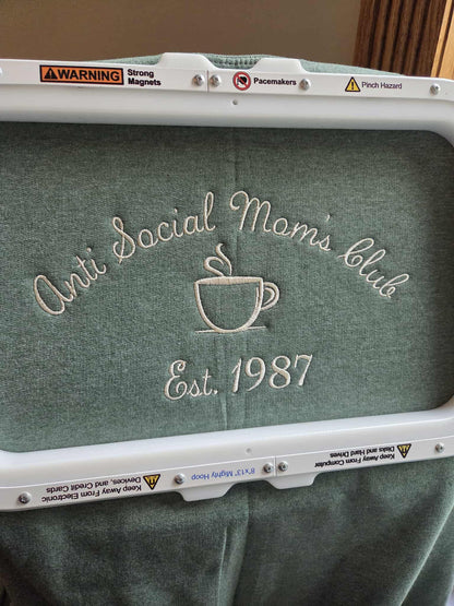 DIGITAL FILE Anti Social Moms Club Embroidery File  -  Machine Embroidery - Digital Download