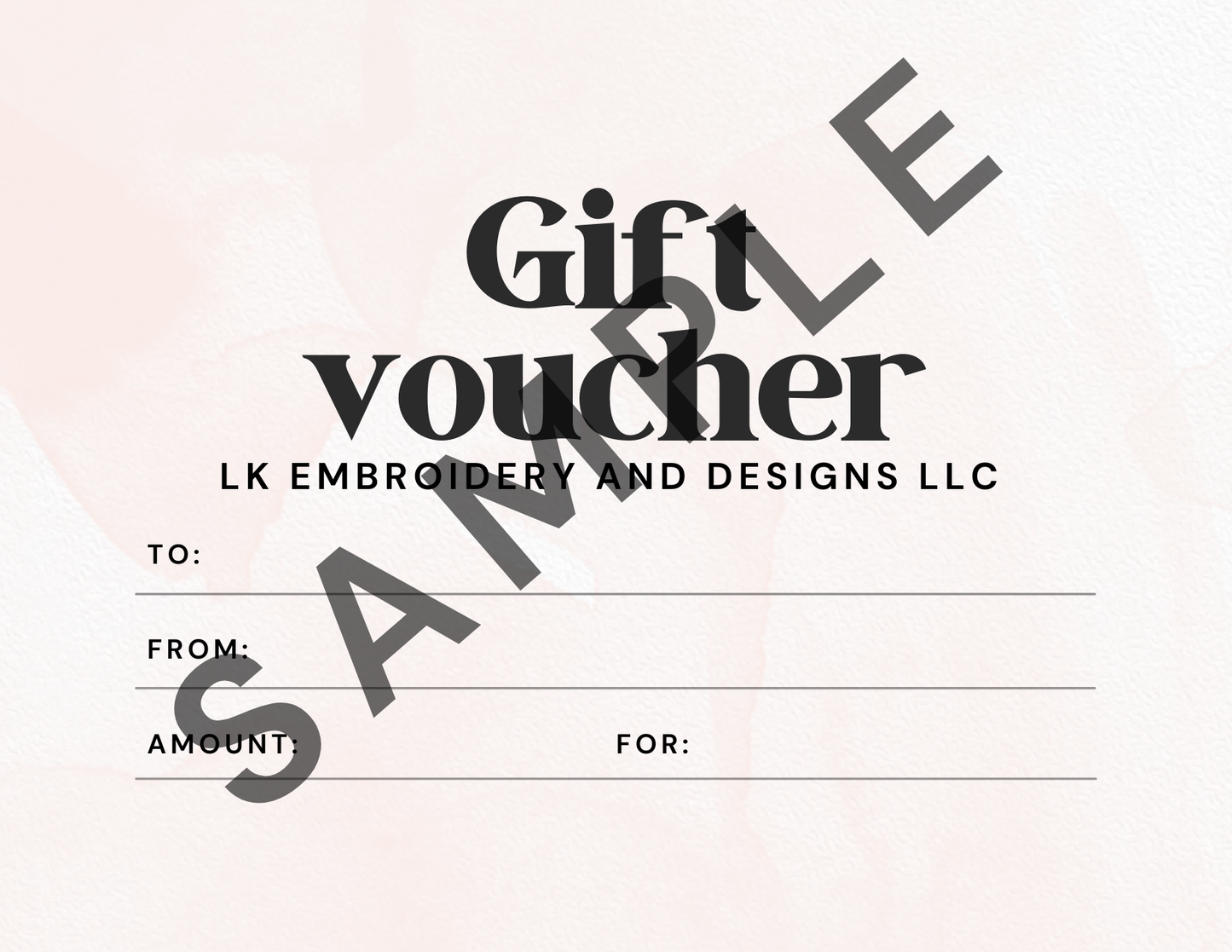 Gift voucher for LK Embroidery and Designs LLC Gift card